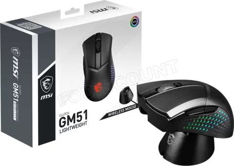 Photo de Souris sans fil Gamer MSI Clutch GM51 Lightweight RGB (Noir)