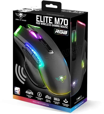 Photo de Souris sans fil Gamer Spirit Of Gamer Elite-M70 RGB (Noir)