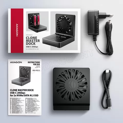 Photo de Station d'accueil Axagon ADSA-M2C22 Clone Master pour NVMe et S-ATA - USB 3.2