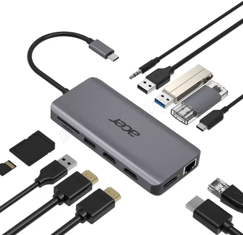 Photo de Station d'accueil portable USB-C 3.0 Acer 12-en-1 (Gris)