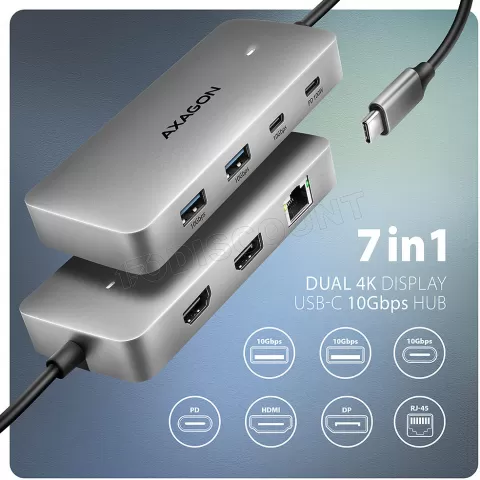 Photo de Station d'accueil portable USB-C 3.0 Axagon HMC-CUB83X2 (Gris)