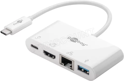 Photo de Station d'accueil portable USB-C 3.0 Goobay Multiport (Blanc)
