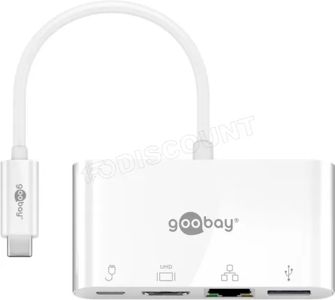 Photo de Station d'accueil portable USB-C 3.0 Goobay Multiport (Blanc)