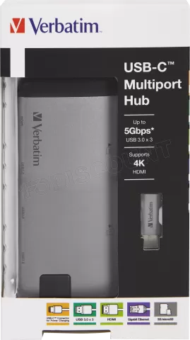 Photo de Station d'accueil portable USB-C 3.0 Verbatim Multi-Port (Argent)