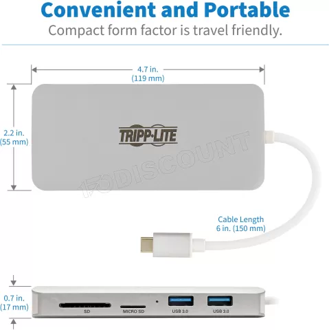 Photo de Station d'accueil portable USB-C 3.2 Eaton Tripp Lite Dock11 (Argent)