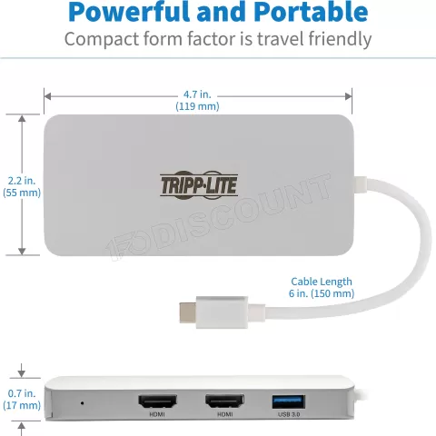 Photo de Station d'accueil portable USB-C 3.2 Eaton Tripp Lite Dock12 (Argent)