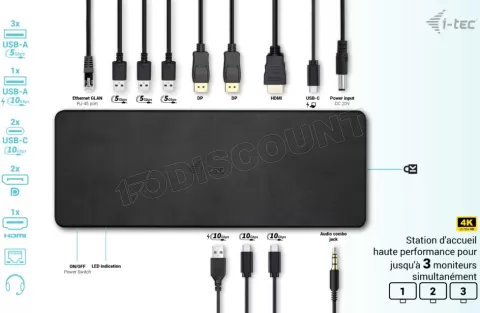 Photo de Station d'accueil portable USB-C 3.2 I-Tec Docking Station Gen 2 Pro (Noir)