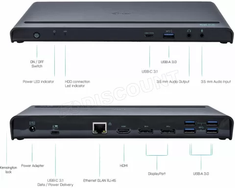 Photo de Station d'accueil USB-C 3.0 I-Tec avec alimentation 85W (Noir)