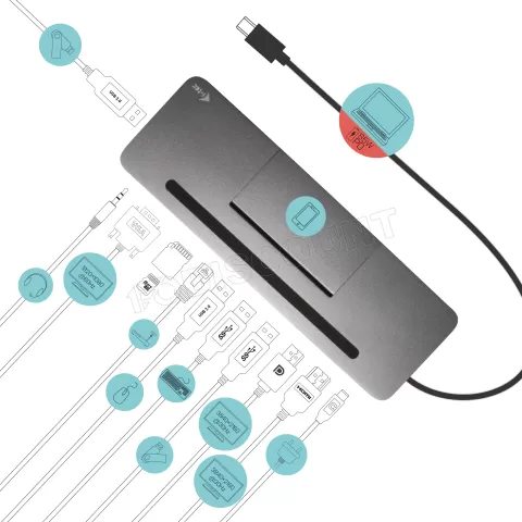Photo de Station d'accueil USB-C 3.0 I-Tec Metal Ergonomic (Gris)