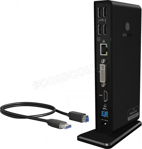 Photo de Station d'accueil USB-C 3.0 Icy Box IB-DK2241AC avec alimentation (Noir)