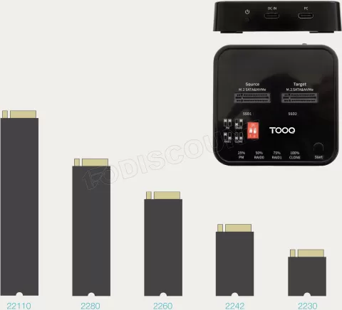Photo de Station d'accueil USB-C 3.2 TooQ TQDS-201B pour x 2 Nvme (Noir)
