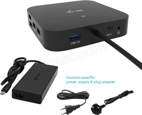 Photo de Station d'accueil USB-C I-Tec DP Docking Station avec alimentation 100W (Noir)