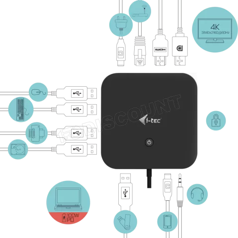 Photo de Station d'accueil USB-C I-Tec DP Docking Station (Noir)