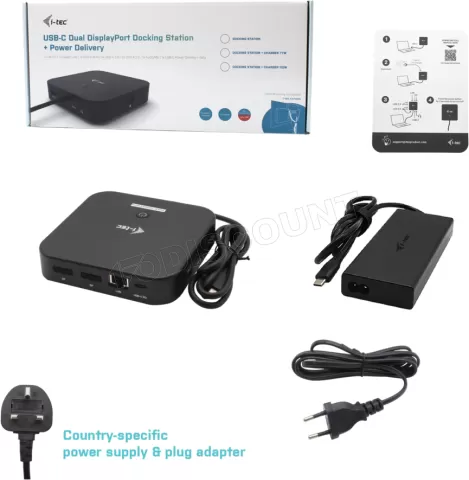 Photo de Station d'accueil USB-C I-Tec Dual Display Docking Station avec alimentation 100W (Noir)