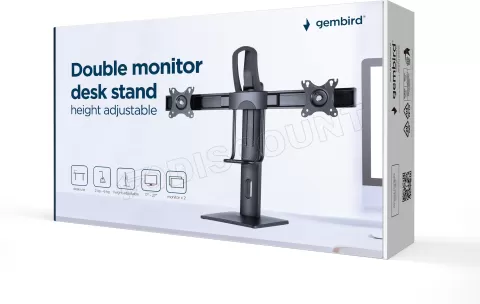 Photo de Support Double écran à poser Gembird 27" (12kg max) (Noir)