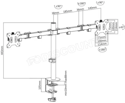 Photo de Support Double-écran à poser Maclean MC-884 de 17" à 32" (16kg max)