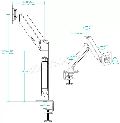 Photo de Support écran à fixer Arctic X1-3D - 43" (10kg max)