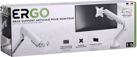 Photo de Support Ecran à fixer T'nB Ergo Flex 17"-40" (12kg max) (Blanc)