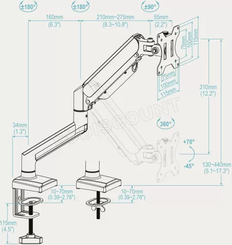Photo de Support écran à fixer Tooq DB1334TNR 13"-34 (10kg max) (Blanc)