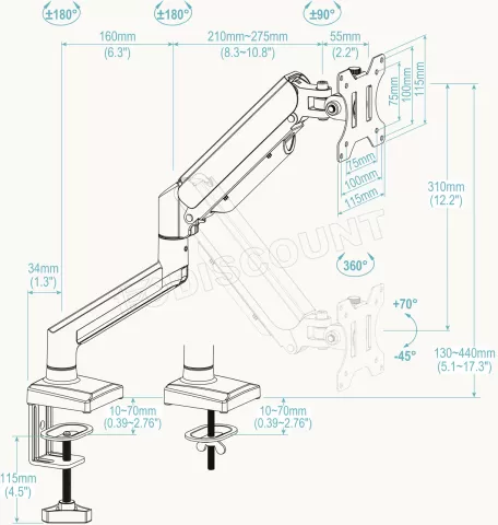 Photo de Support écran à fixer Tooq DB1334TNR-B 13"-34 (10kg max) (Noir)