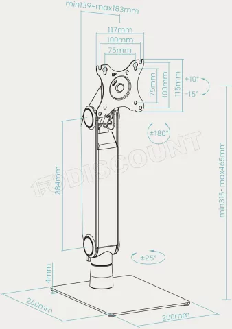 Photo de Support écran à poser TooQ DB1741TN-B 17"-32" (8kg max) (Noir)