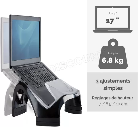 Photo de Support / rehausseur Fellowes Smart Suites pour ordinateur portable 17"max (Noir)