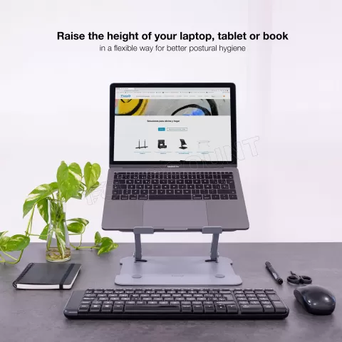 Photo de Support / réhausseur Tooq TQLRS0012-AL-G en Aluminium pour ordinateur portable
