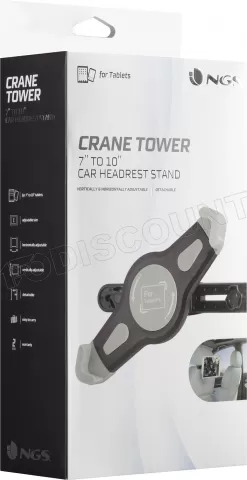 Photo de Support tablette universel NGS Crane Tower de voiture 10" max (Noir/Gris)