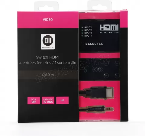 Photo de Switch HDMI D2 Diffusion 4 ports (4 entrées / 1 sortie)
