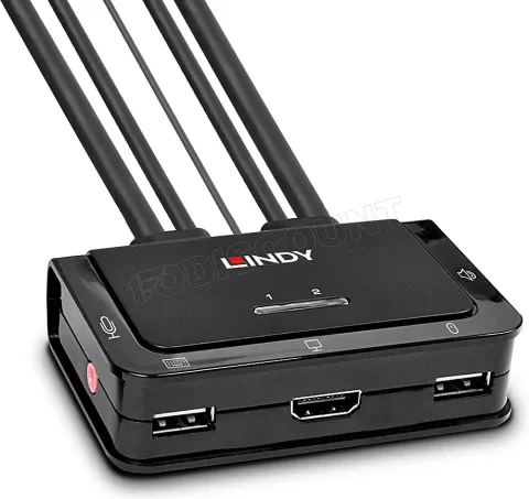 Photo de Switch KVM Lindy 1x HDMI + 2x USB + 2x Jack 3,5 (Noir)
