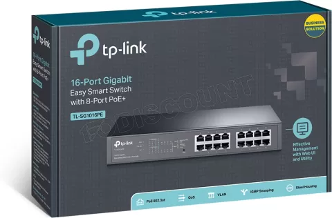 Photo de Switch réseau ethernet Gigabit TP-Link Easy Smart TL-SG1016PE - 16 ports dont 8x PoE