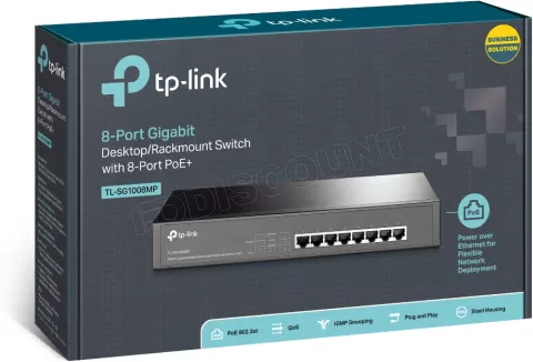 Photo de Switch réseau ethernet Gigabit TP-Link SG1008MP - 8 ports PoE+ (Métal)