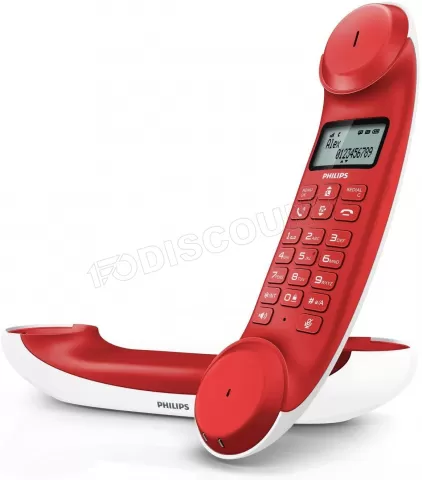 Téléphone fixe sans fil Alcatel Smile (Blanc/Rouge) à prix bas