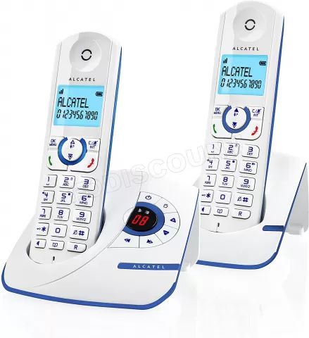 Photo de Téléphones fixes sans fil Alcatel F390 Voice Duo - 2 combinés (Blanc/Bleu)