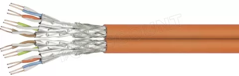 Photo de Touret de câble RJ45 500m Goobay Catégorie 7A S/FTP Duplex Monobrin (Orange)
