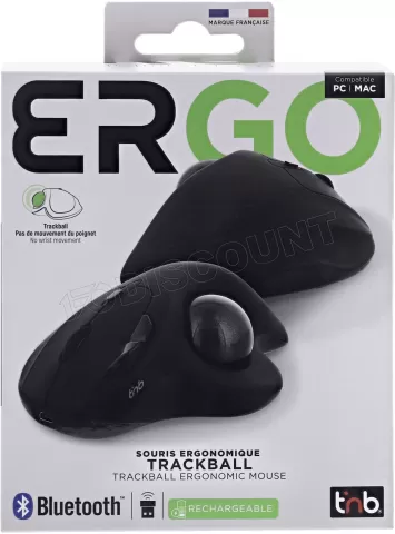 Photo de Trackball sans fil T'nB Ergo pour droitier (Noir)