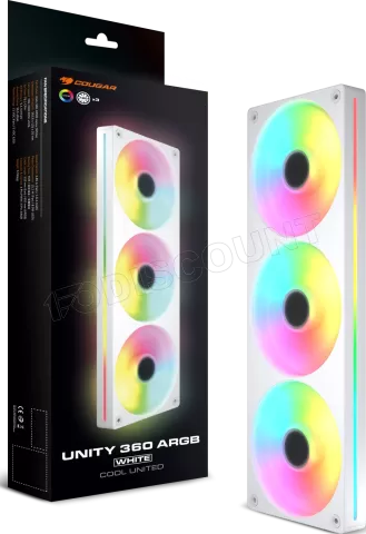 Photo de Triple Ventilateur de boitier Cougar Unity Reverse RGB - 360mm (Blanc)