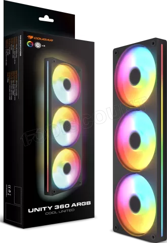 Photo de Triple Ventilateur de boitier Cougar Unity Reverse RGB - 360mm (Noir)