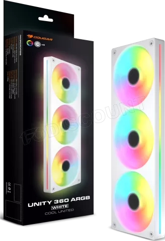 Photo de Triple Ventilateur de boitier Cougar Unity RGB - 360mm (Blanc)