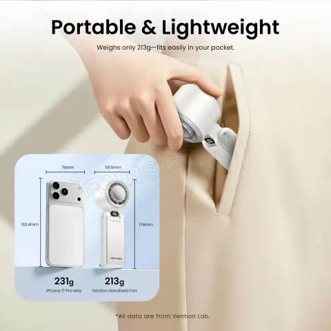 Photo de Ventilateur à main pliable sur batterie Vention (Noir)