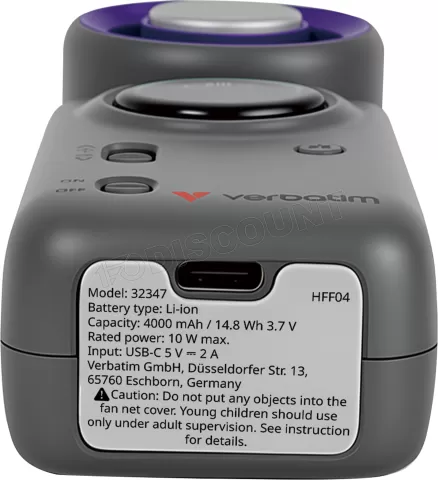 Photo de Ventilateur à main sur batterie Verbatim Cool'n'Go Ice Touch Mini (Violet/Gris)