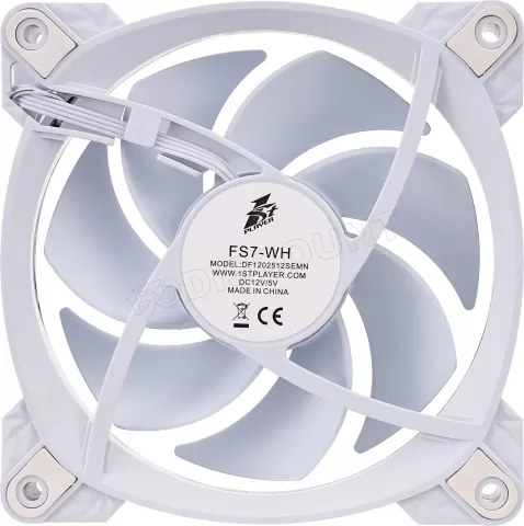 Photo de Ventilateur boitier 1stPlayer FS7 RGB - 12cm (Blanc)