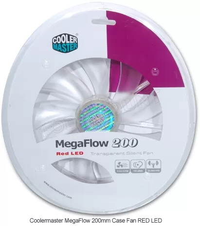 Photo de Ventilateur Cooler Master Megaflow 200 LED Rouge 200 mm (20 cm)