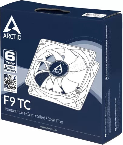 Photo de Ventilateur de boitier Arctic F9 Temperature Control - 9,2cm (Noir/Blanc)