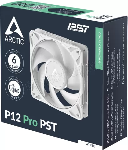 Photo de Ventilateur de boitier Arctic P12 Pro PST - 12cm (Blanc)