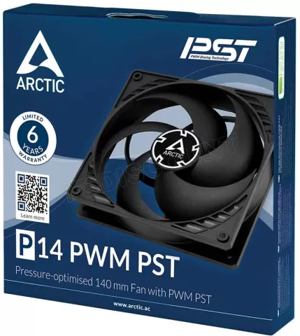 Photo de Ventilateur de boitier Arctic P14  PST - 14cm (Noir)