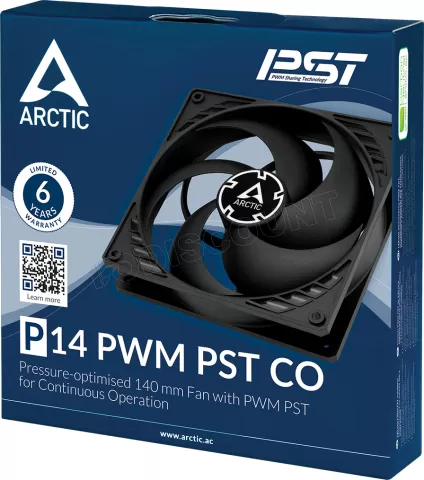 Photo de Ventilateur de boitier Arctic P14 PST Continuous Operation - 14cm (Noir)