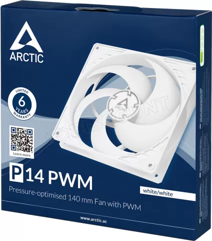 Photo de Ventilateur de boitier Arctic P14 PWM - 14cm (Blanc)