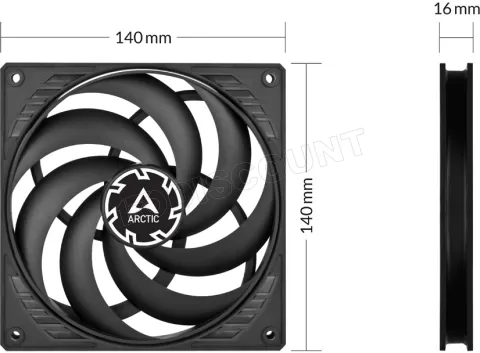 Photo de Ventilateur de boitier Arctic P14 Slim PST - 14cm (Noir)