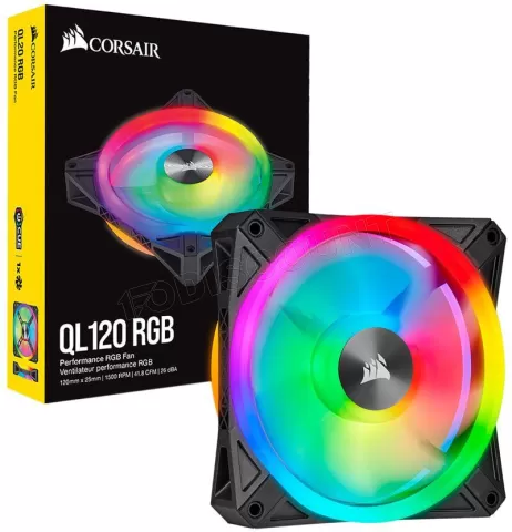 Ventilateur de boitier Corsair iCue QL120 PWM RGB - 12cm (Noir) à prix bas